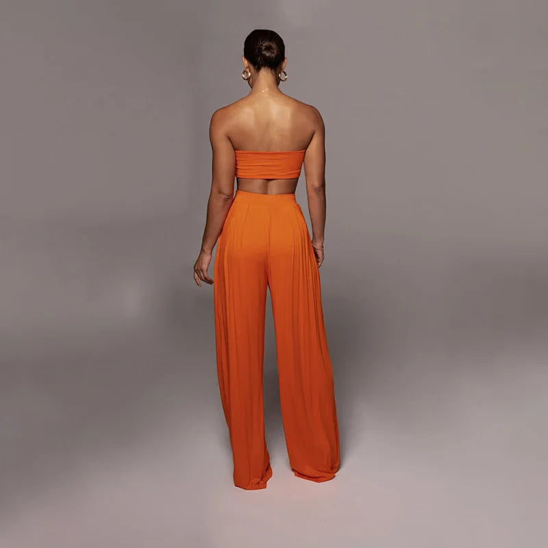 Elegant Solid Color Casual Two Piece Set for Women