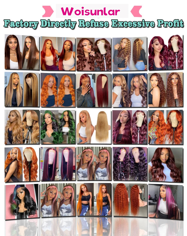 Highlight Colored Green Yellow and Blue Pink Front Wigs Human Hair For Women Body Wave 13x4 Transparent lace Frontal human hair