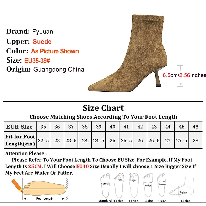 Suede Pointy Toe Sock Stiletto Boots