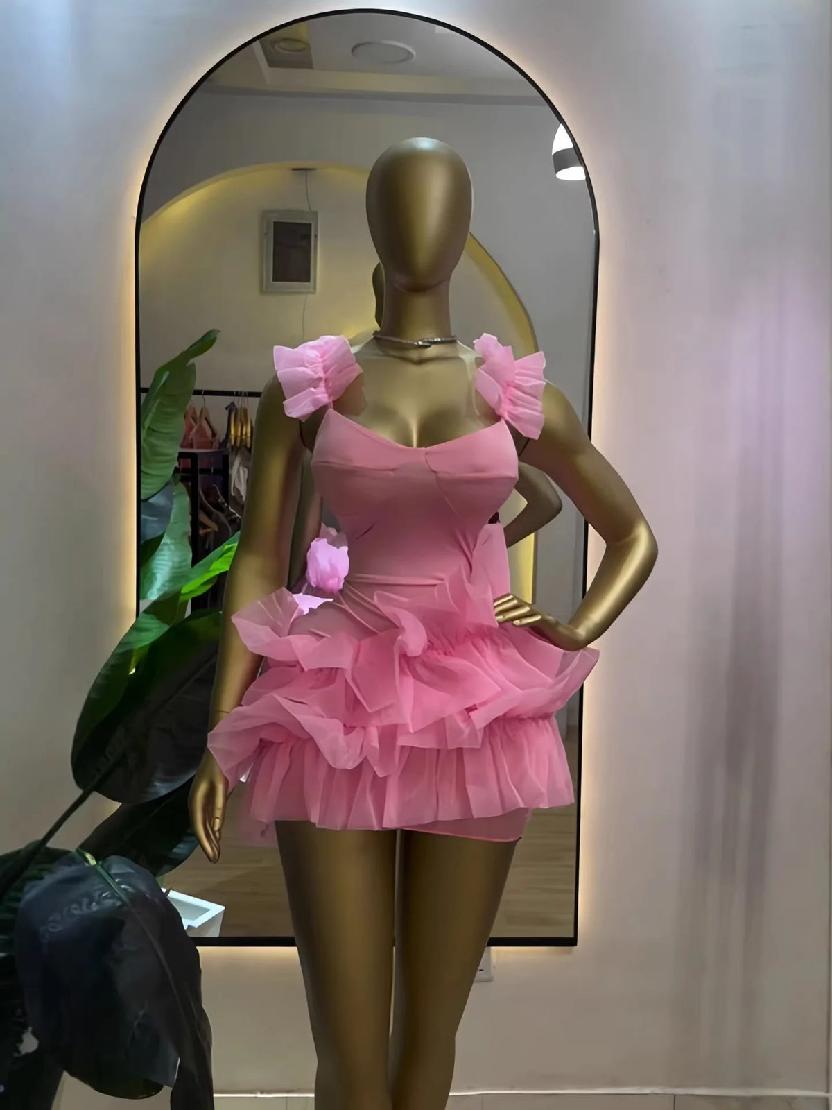 Elegant Ruffled Hem Sleeveless Mini Dress for Women