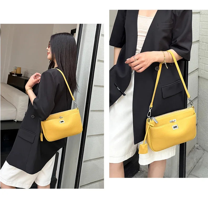 Women Cow Real Leather Shoulder Bags Ladies Natural Cowhide Fashion Retro Handbags Female Designer Luxury Crossbody Bag for Lady