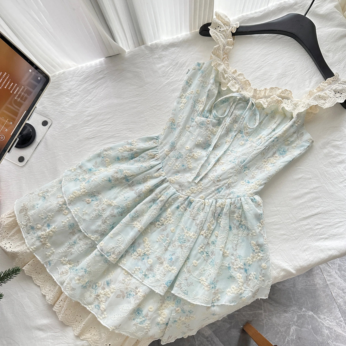 Floral Print Square Collar Mini Dress