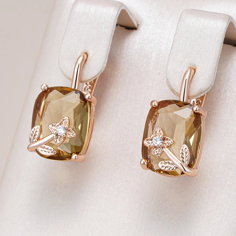 Rose Gold Tone Zircon Drop Earrings