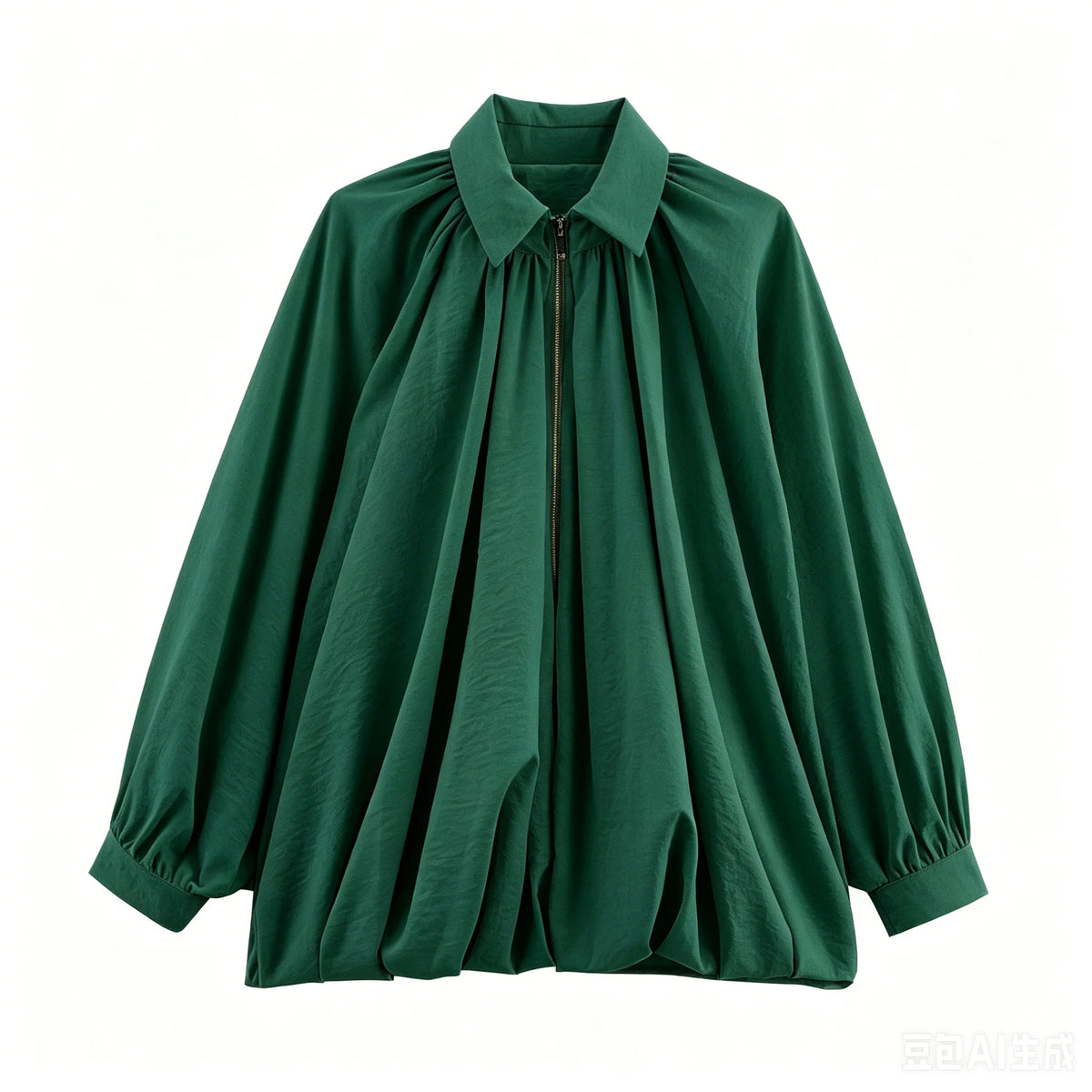 Ruffled Oversized Long Sleeve Bomber Jacket for Women
