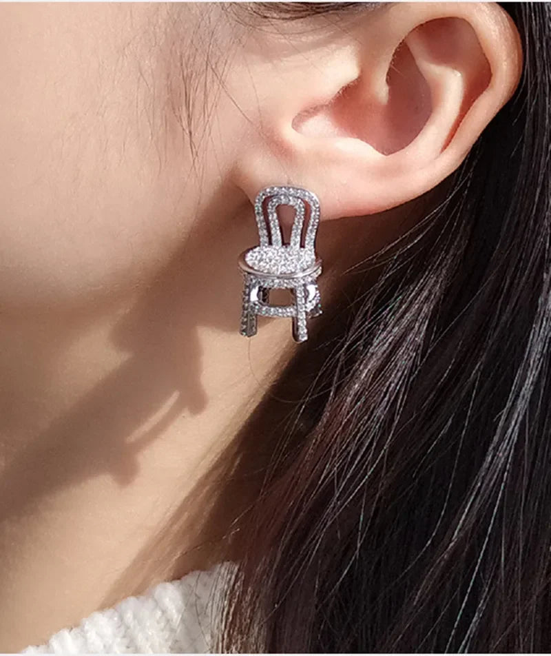 Shiny Three-Dimensional Zircon Stud Earrings for Women