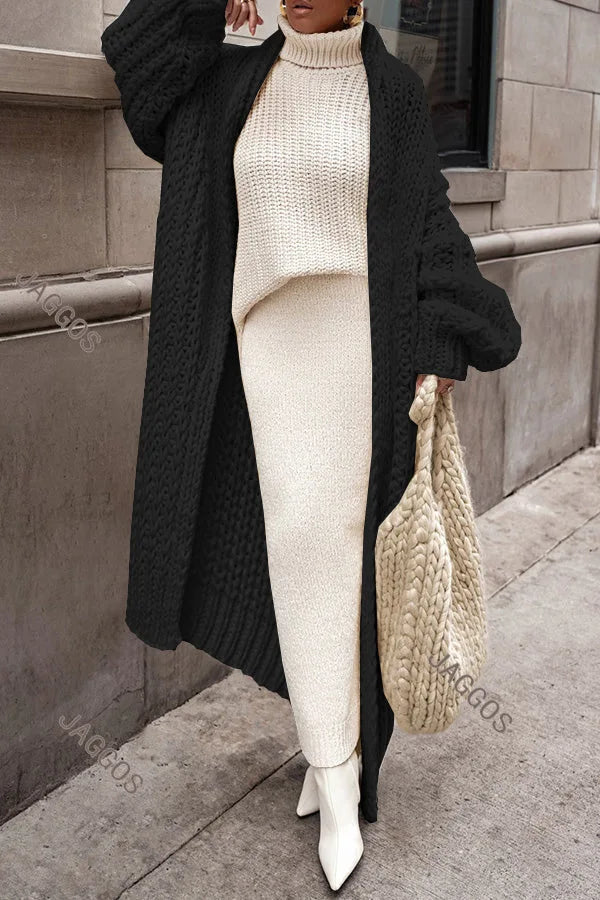 Casual Oversized Hollow Out Knit Cardigan for Women