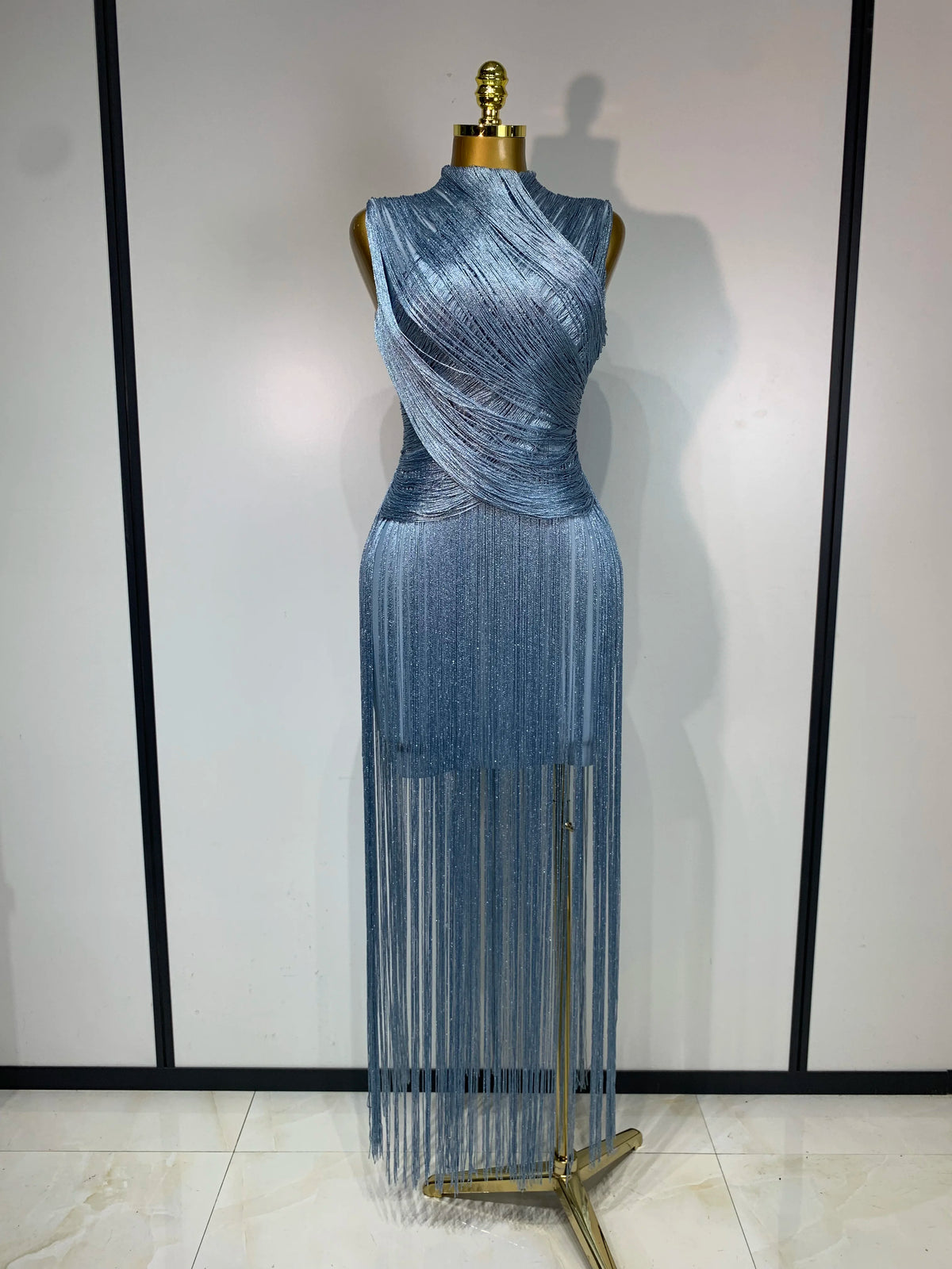 Women Sexy Sleeveless Tassel Bodycon Bandage Dresses Celebrity Elegant Evening Party Nightclub Luxury Birthday Cocktail Dress
