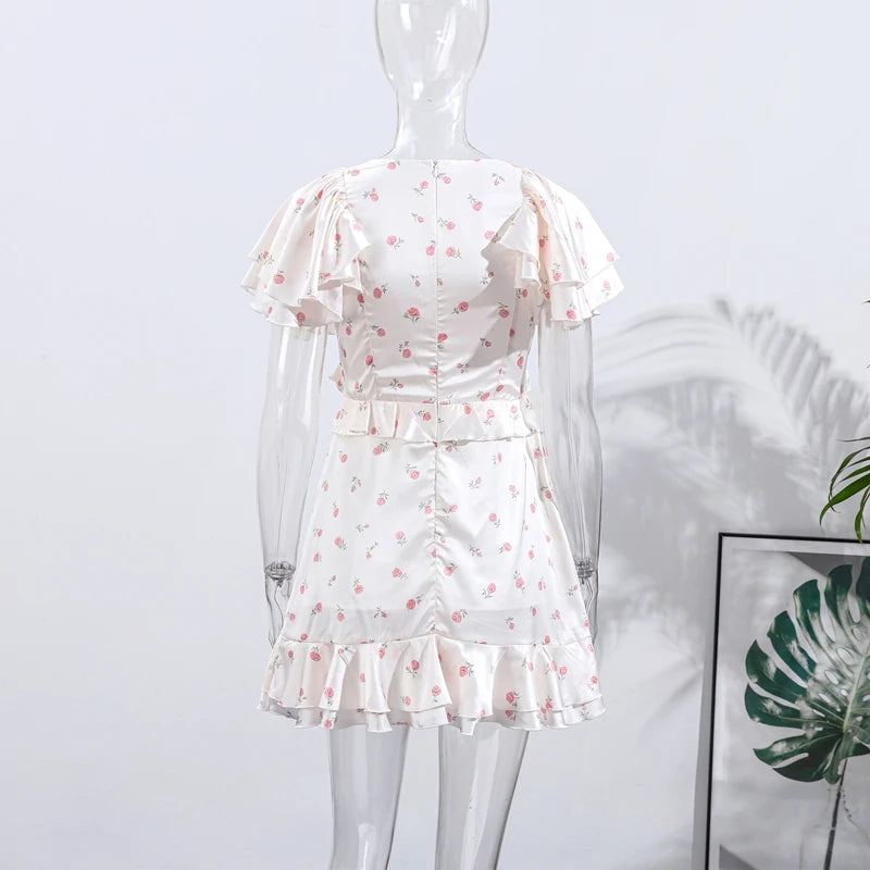 Floral Print Chiffon Tiered Ruffle Maxi Dress for Women
