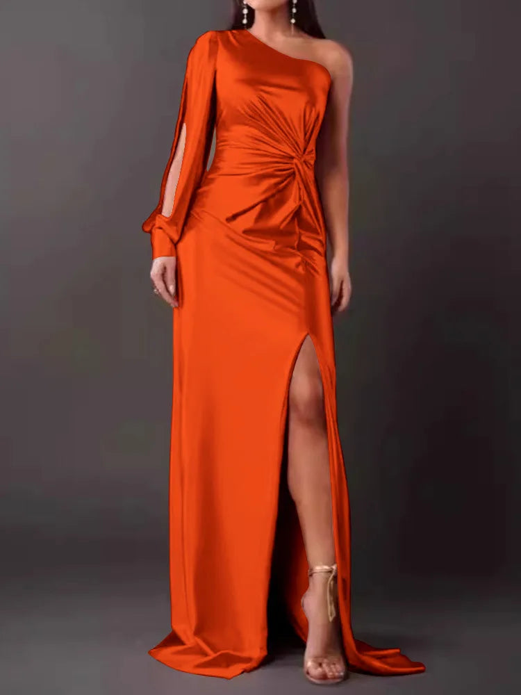 Elegant One Shoulder Backless Maxi Dress for Women