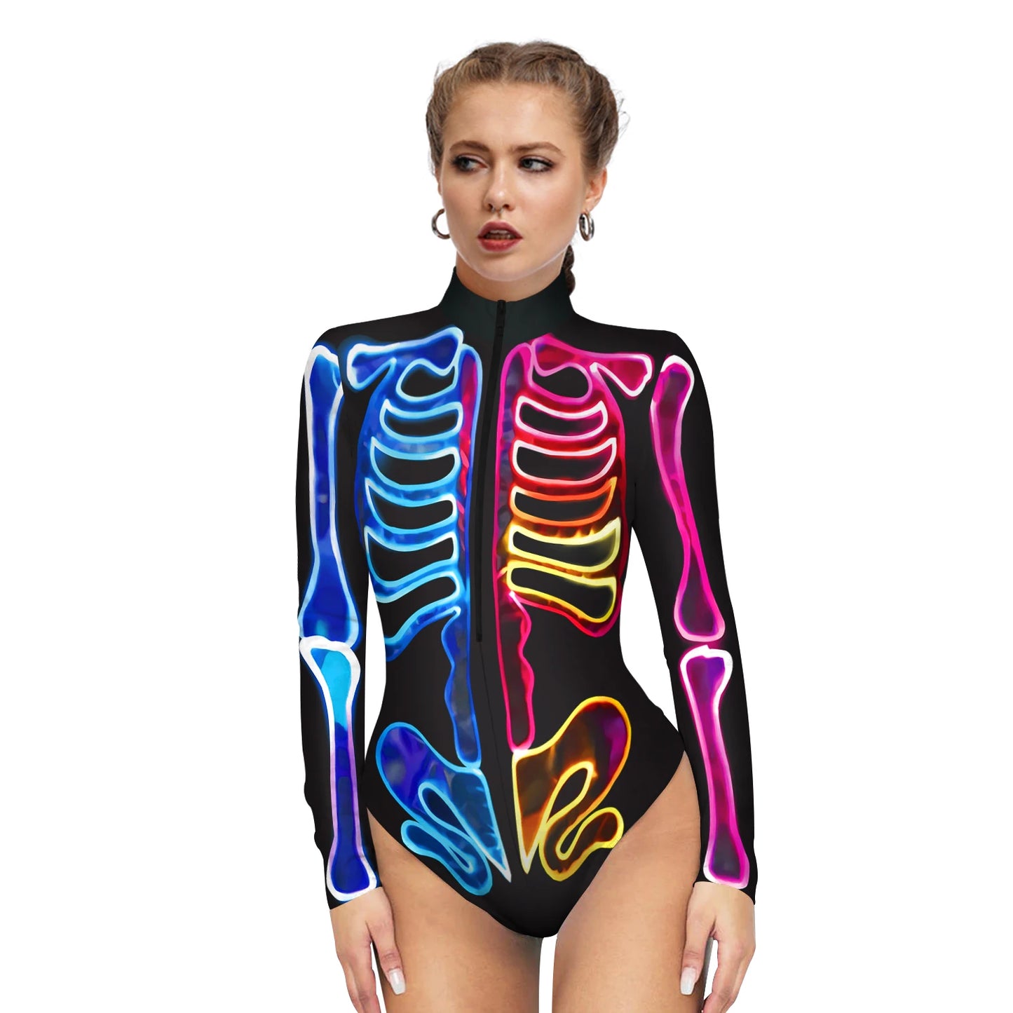 Halloween Skeleton Print Zentai Jumpsuit for Women