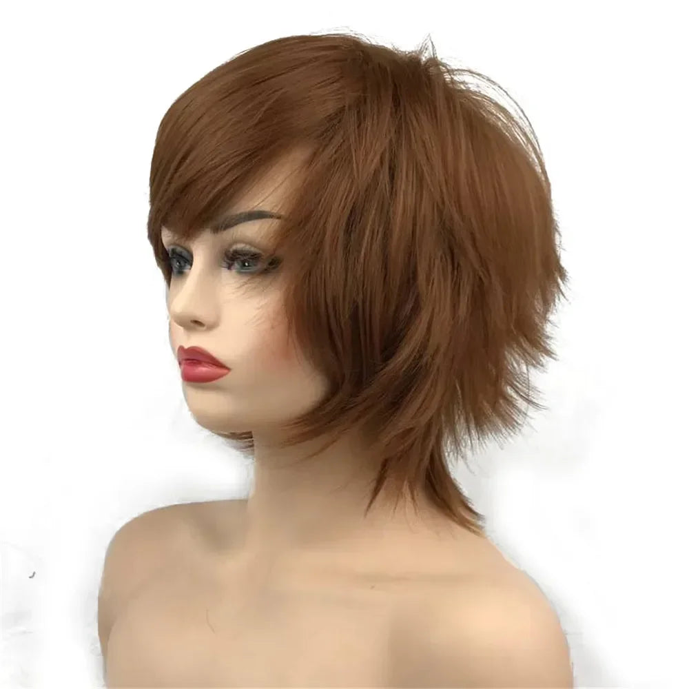Straight Blue And Red Synthetic Cosplay Wig For Women