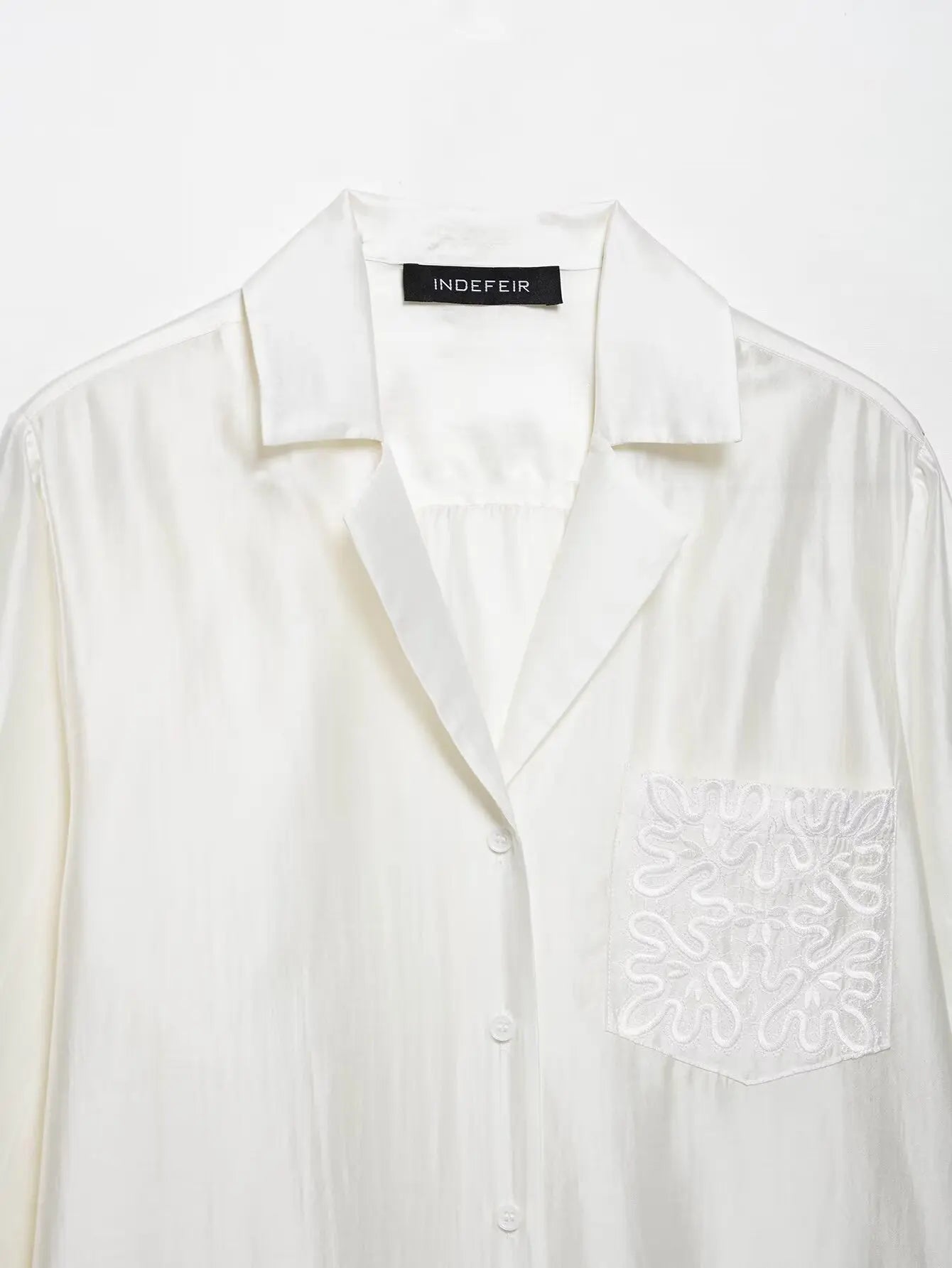 Casual Long Sleeve Pocket Embroidered Shirt for Women