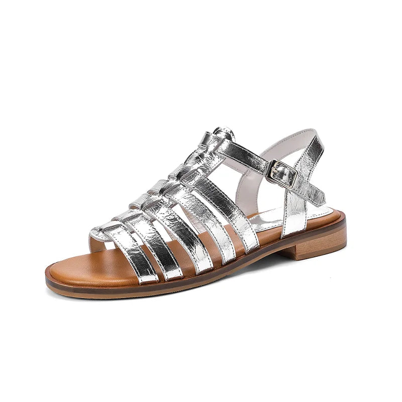 Summer Leather Handmade Gladiator Buckle Sandals for Women