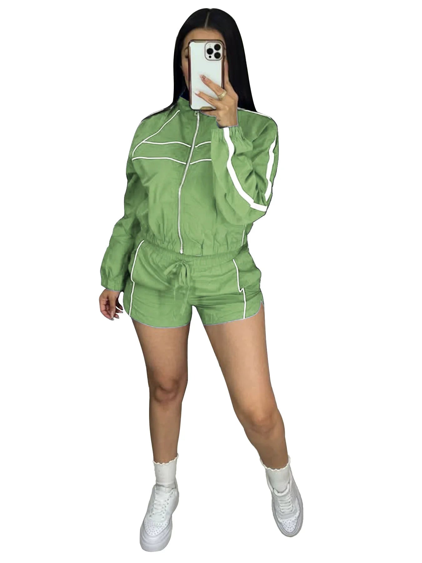 Athletic V Neck Long Sleeve Casual Lounge Set for Women