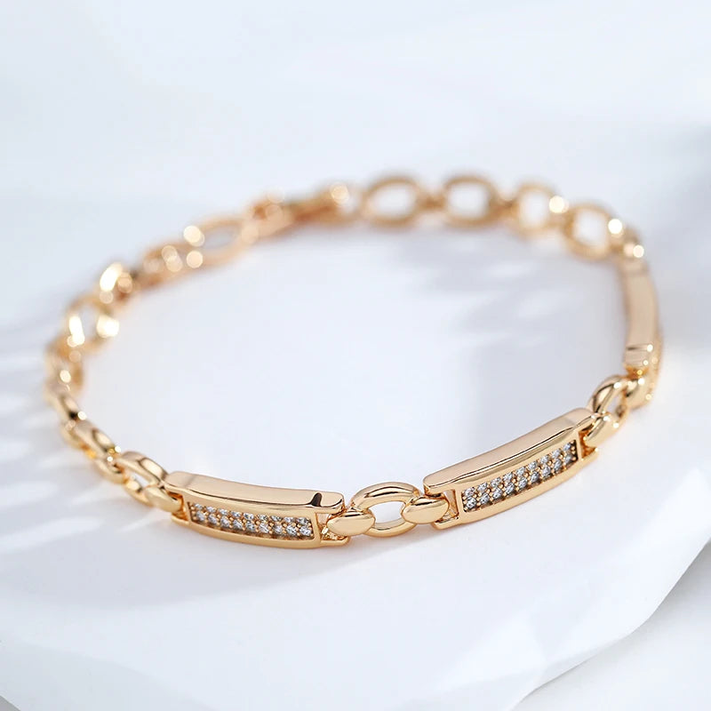 Rose Gold Square Link Zirconia Bracelet