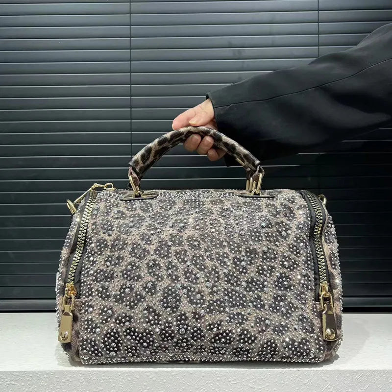 Leopard Print Shoulder Tote Bag