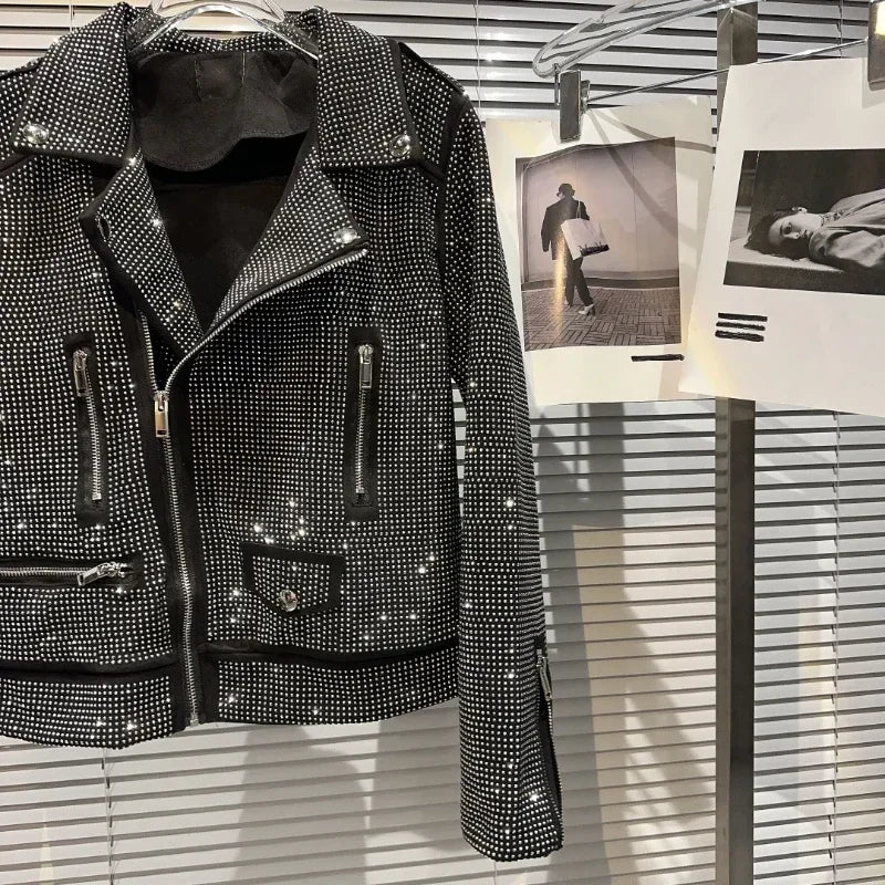 Sequined Embellished Zip Front Bomber Jacket For Women