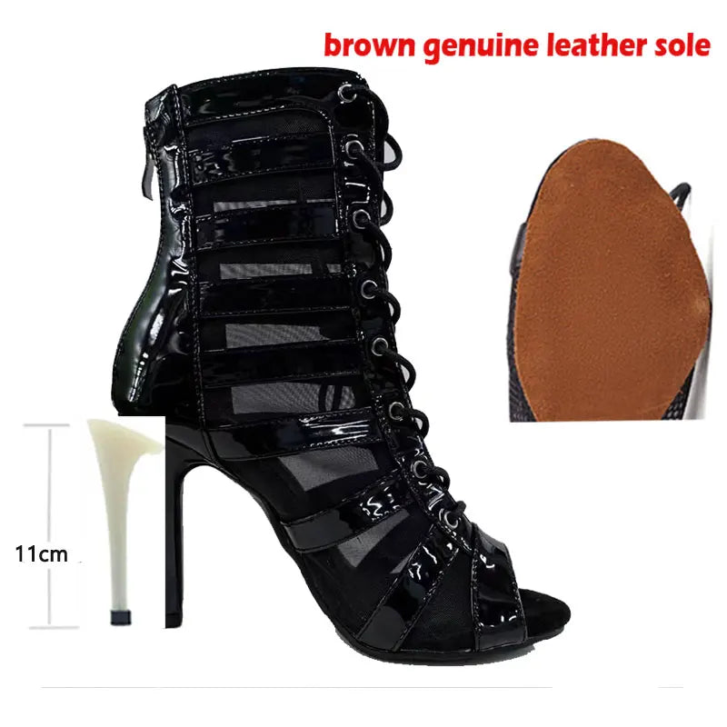 Suede Peep Toe Ballroom Dance Ankle Boots for Women