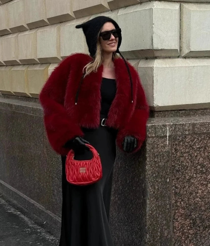 Hooded Faux Fur Coat