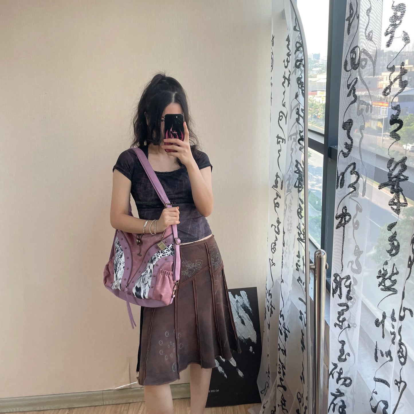 Original Design Retro Rivet Leopard Print Punk Backpack Commuter Large Capacity Tote Crossbody Bags for Women Hot Selling