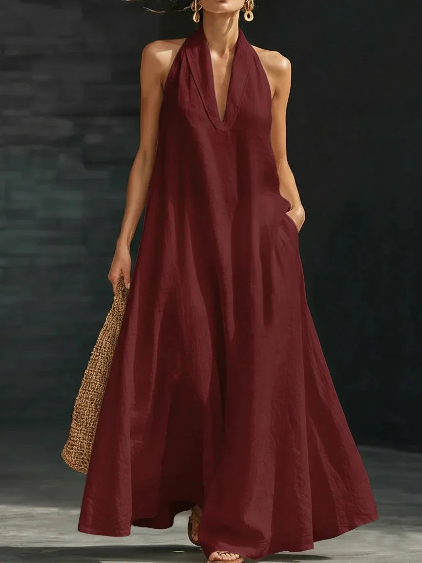 Sleeveless V Neck Loose Wide Leg Casual Jumpsuit For Women
