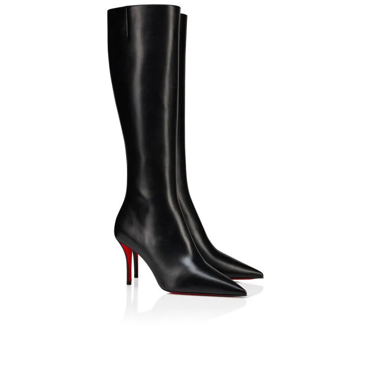 Leopard Print Pointed Toe Stiletto Knee High Boots for Women
