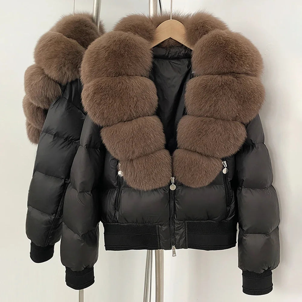 Detachable Fox Fur Collar Down Coat