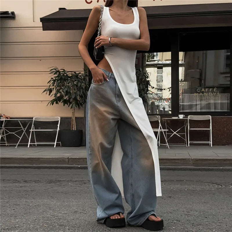 Elegant Asymmetrical High Slit Maxi Dress for Women