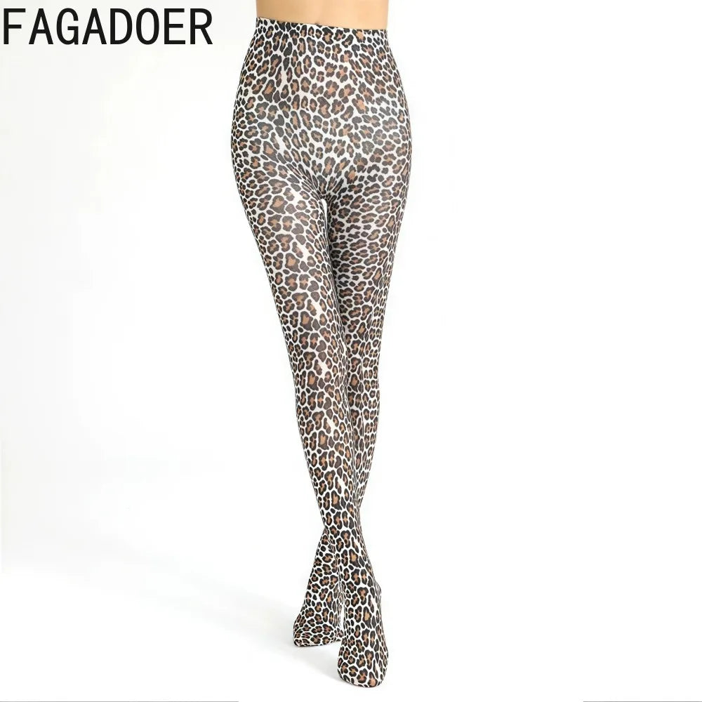 FAGADOER Sexy Fur Patchwork Woman 2 Piece Set Outfit Deep V Backless Lace Up Crop Top + Leopard Print Pants Female Streetwear