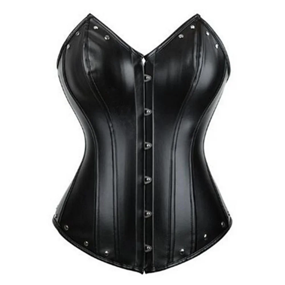 Steampunk Faux Leather Overbust Corset With Zipper for Women