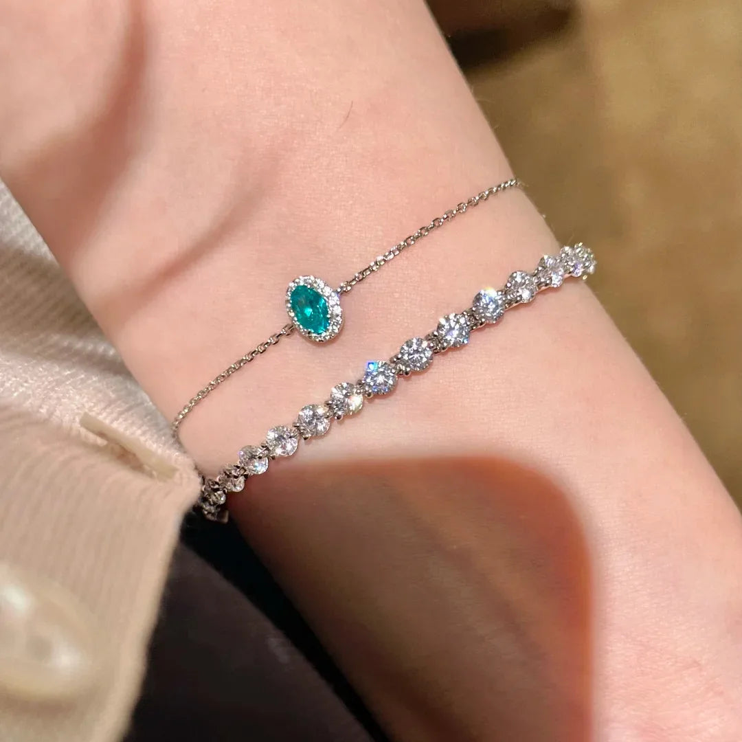 Dainty Oval Cubic Zirconia Chain Bracelet for Women