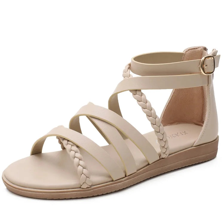 Casual Summer Bohemian Woven Slip On Flat Sandals For Women