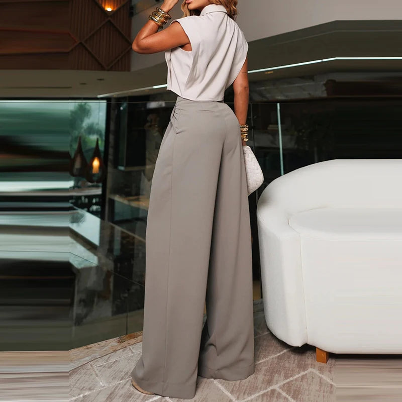 Chic Sleeveless Cropped Button Blouse Top for Women
