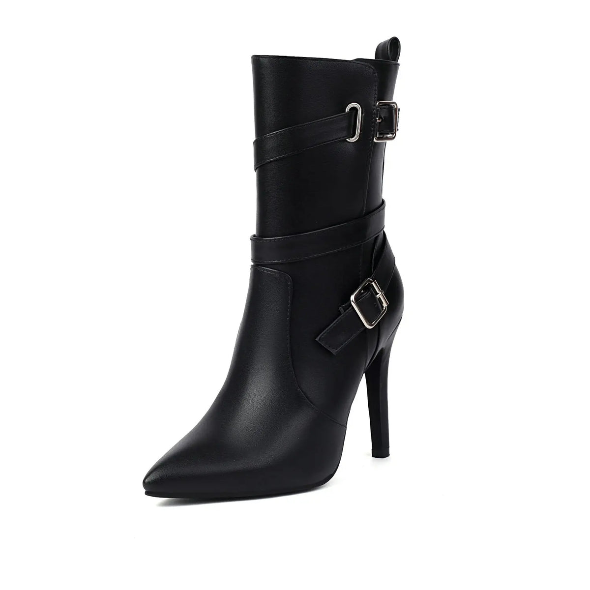 Pointed Toe Stiletto Ankle Boots With Buckle for Women