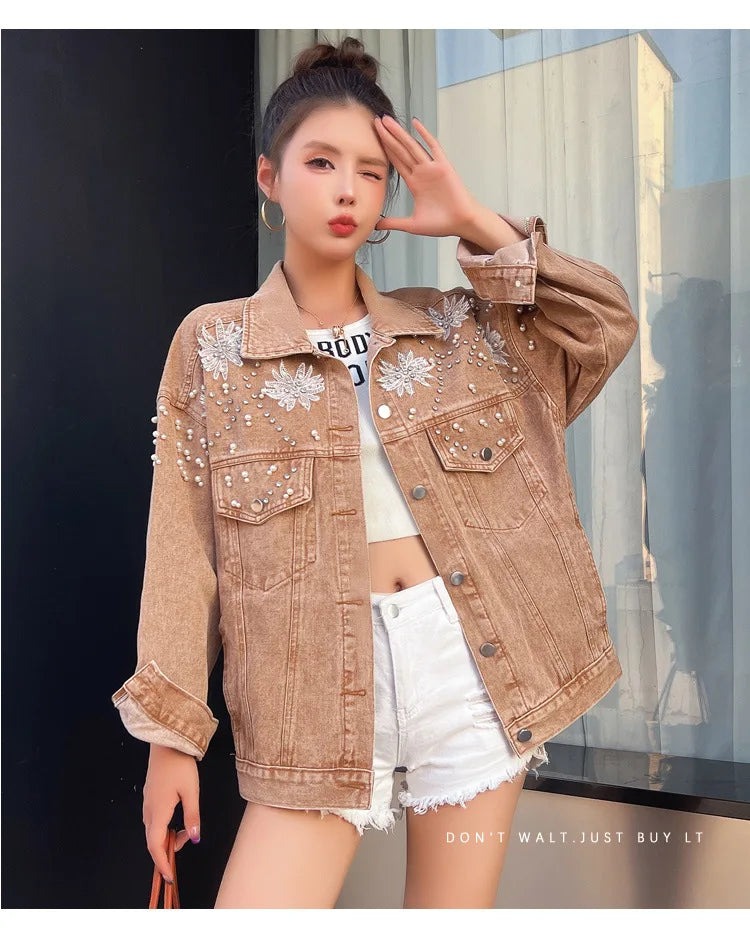 Y2K Beaded Denim Jacket