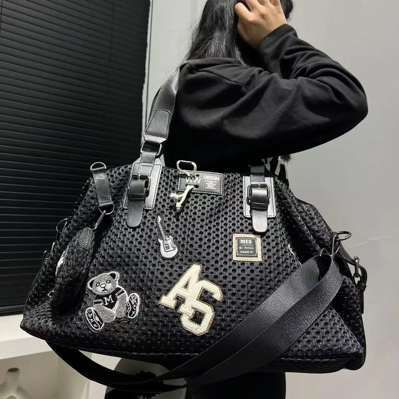 Large Capacity Durable Mesh Nylon Tote Bag for Women