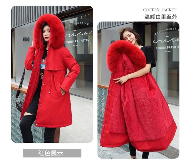 2025 New Parkas Women's Long Coat Winter Jacket Overcoming Plush Cotton Jacket