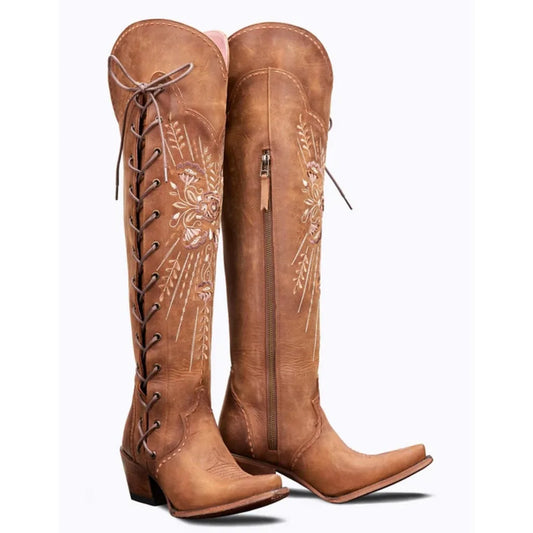Classic Embroidered Western Cowboy Boots For Women