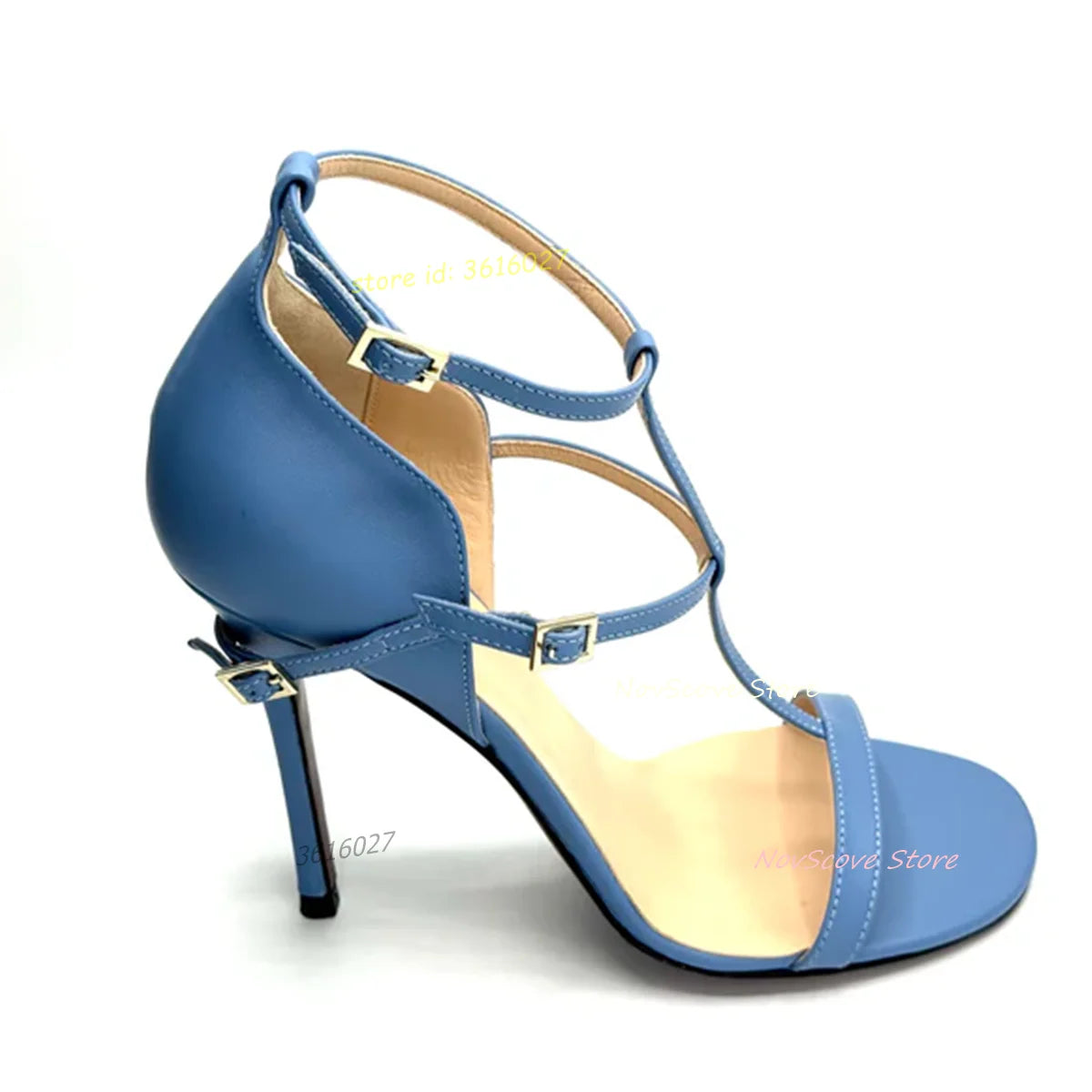 Cutout T Strap Open Toe Stiletto Sandals With Buckle For Women