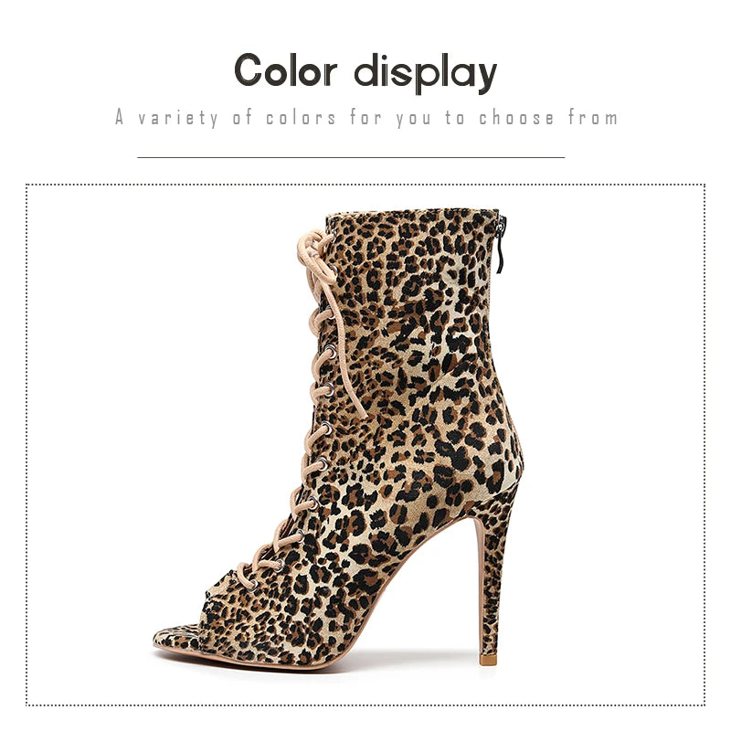 Leopard Print Latin Ballroom Dance Heels for Women