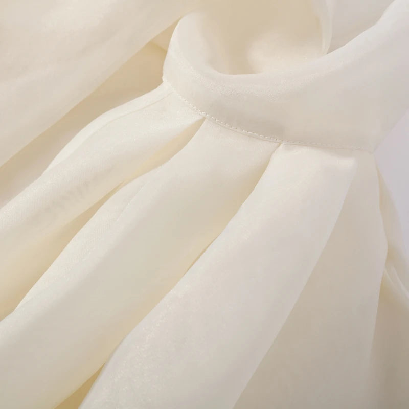 Elegant Loose Organza Blouse With Bow Detail For Women