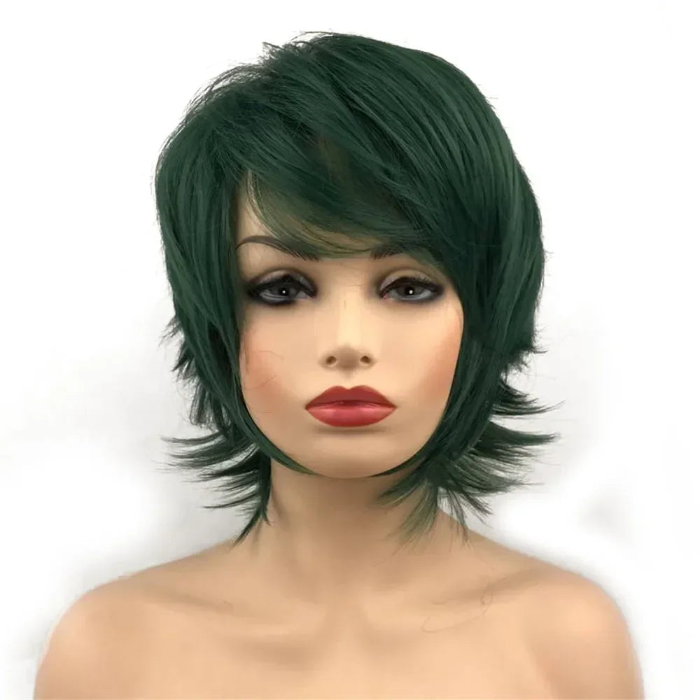 Straight Blue And Red Synthetic Cosplay Wig For Women