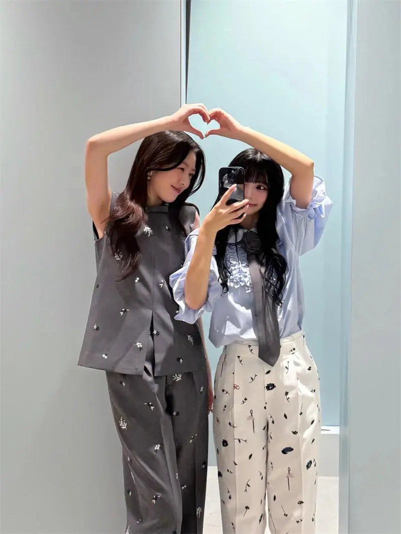 Japanese Sweet Retro Classic Embroidered Vest Vest Shorts Set 2026 Spring Summer New Fashion Commuter Two-piece Set for Women