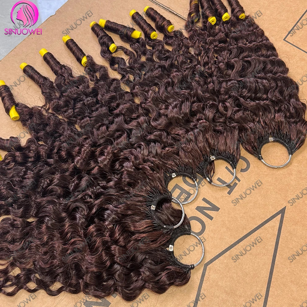 Chocolate Brown Curly Crochet Human Hair Extensions for Women