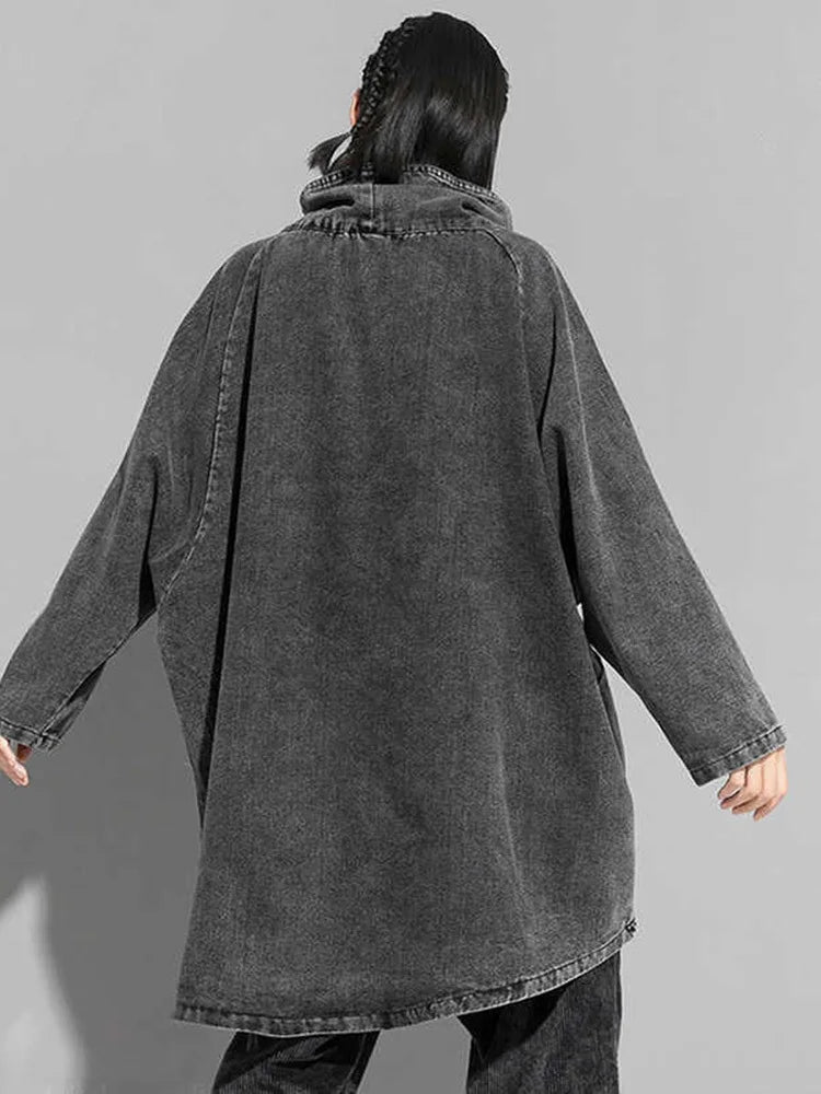 Loose Fit High Neck Long Sleeve Sweatshirt for Women