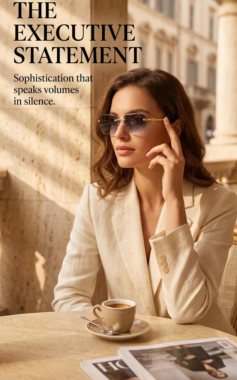 Square Rimless Fashion Sunglasses