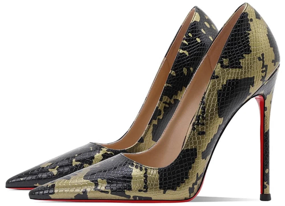 Snake Print Pointed Toe High Heel Stiletto Pumps for Women