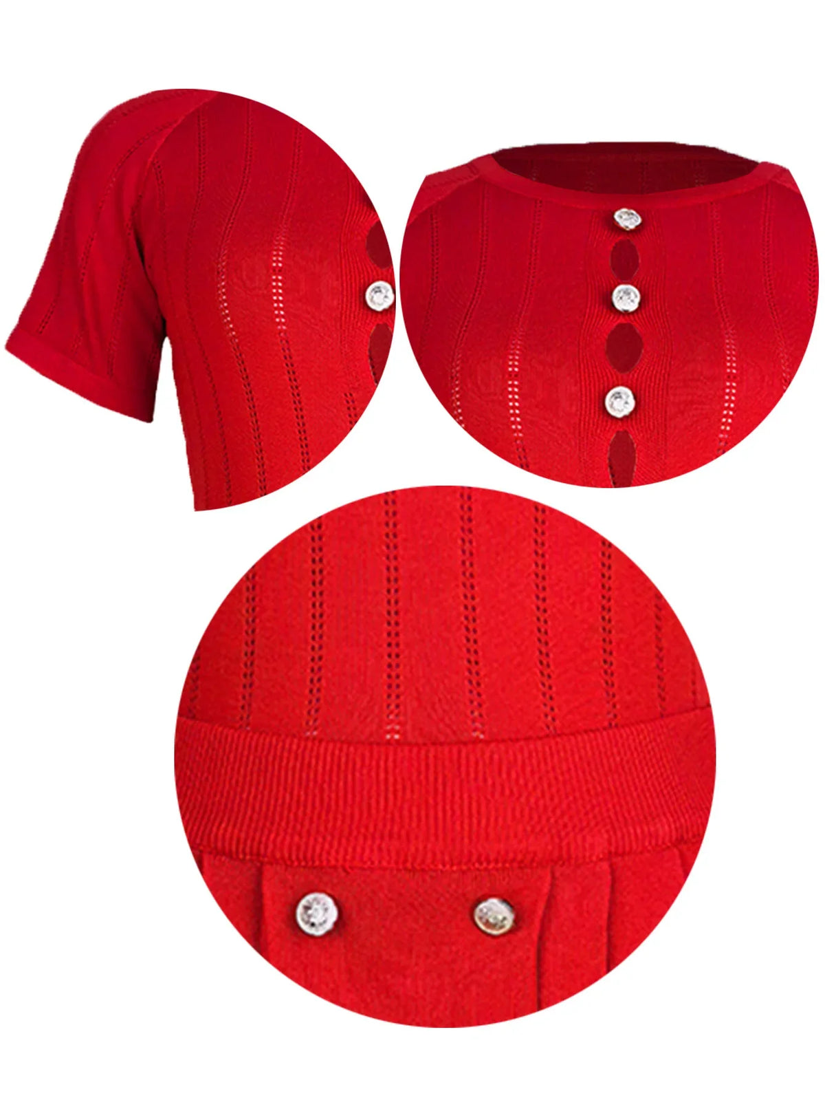 Casual Hollow Button Knit Two-Piece Beach Set for Women