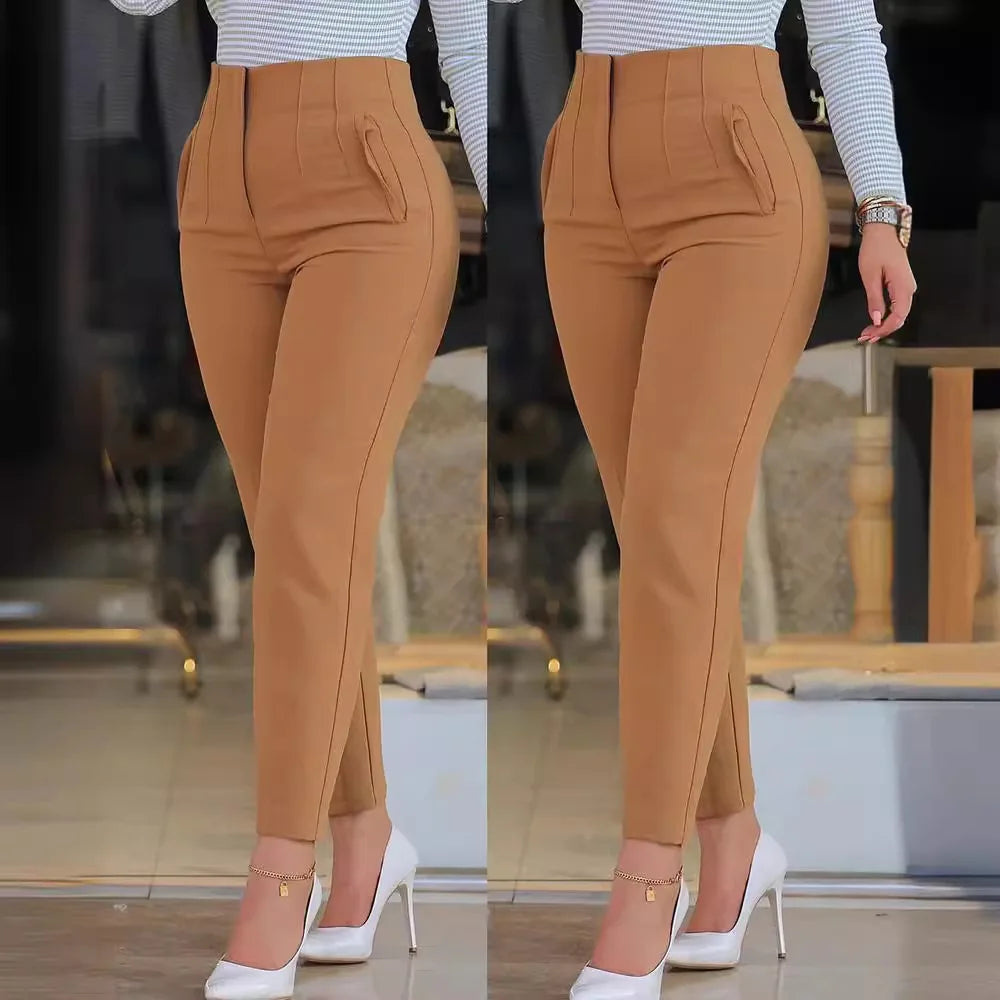High Waist Front Pockets Pants