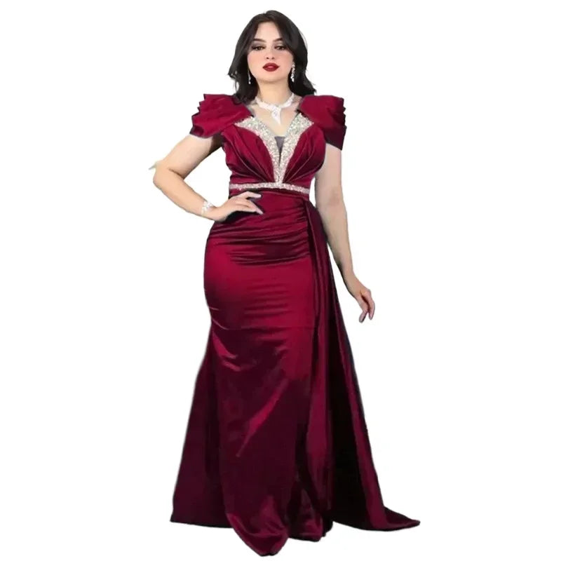 Sequin Short Sleeves V-Neck Maxi Dress